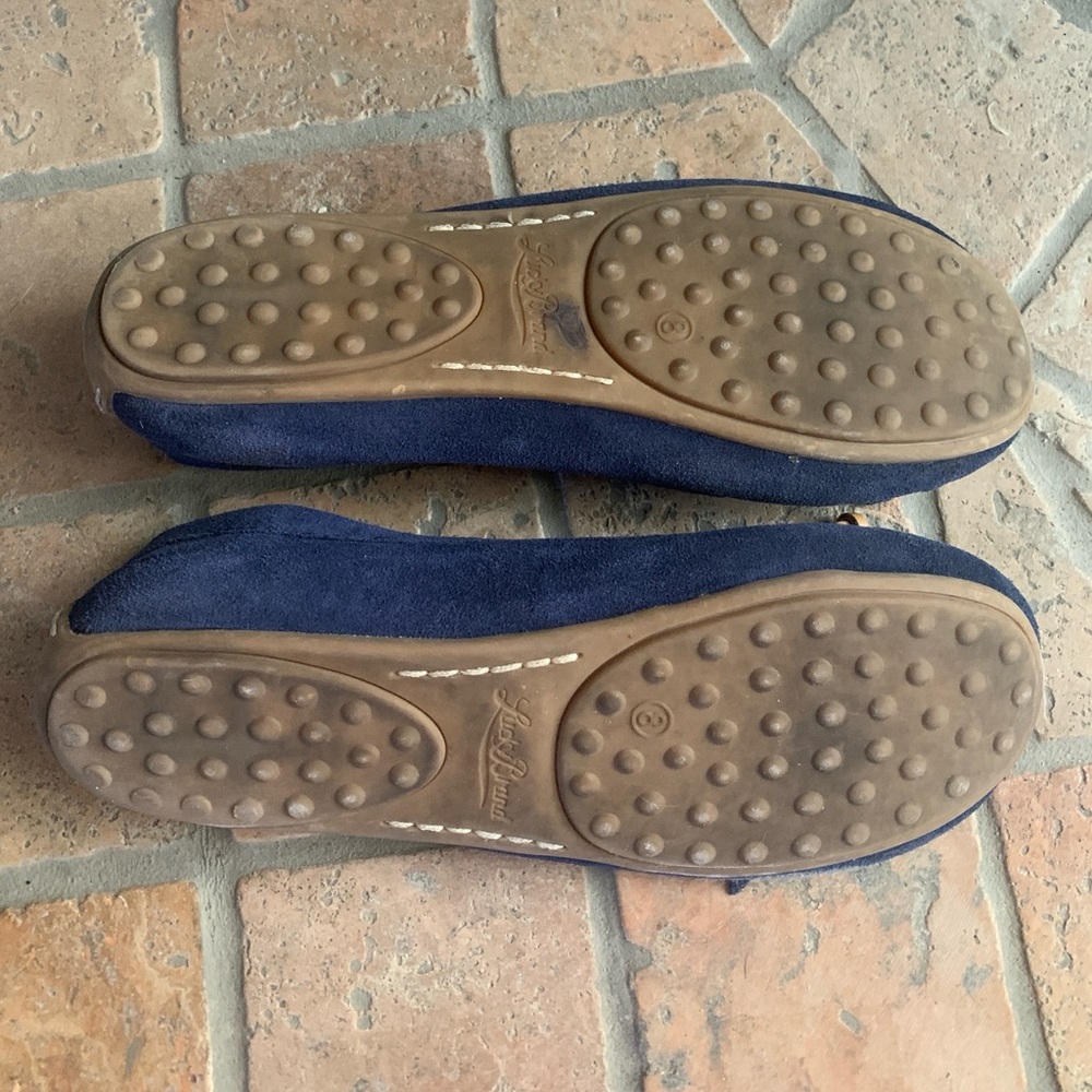 Lucky Brand Aimee Blue Suede Moccasins with Tan Accents - Picture 7 of 10